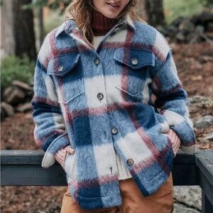 Marine Layer Bailey Blue Plaid “Shacket” Shirt Jacket XS